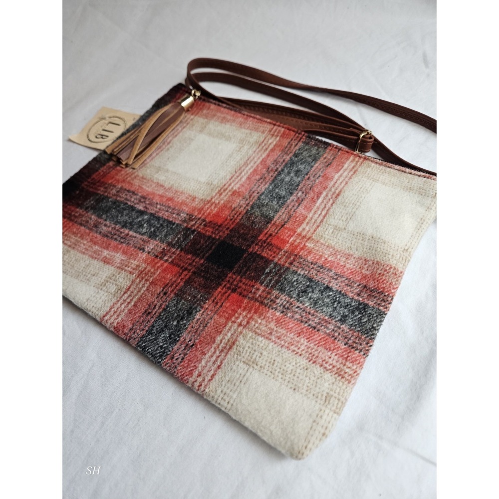 NWT‎ Plaid Flannel Crossbody Removable Strap Preppy Academic Sling Clutch Purse
